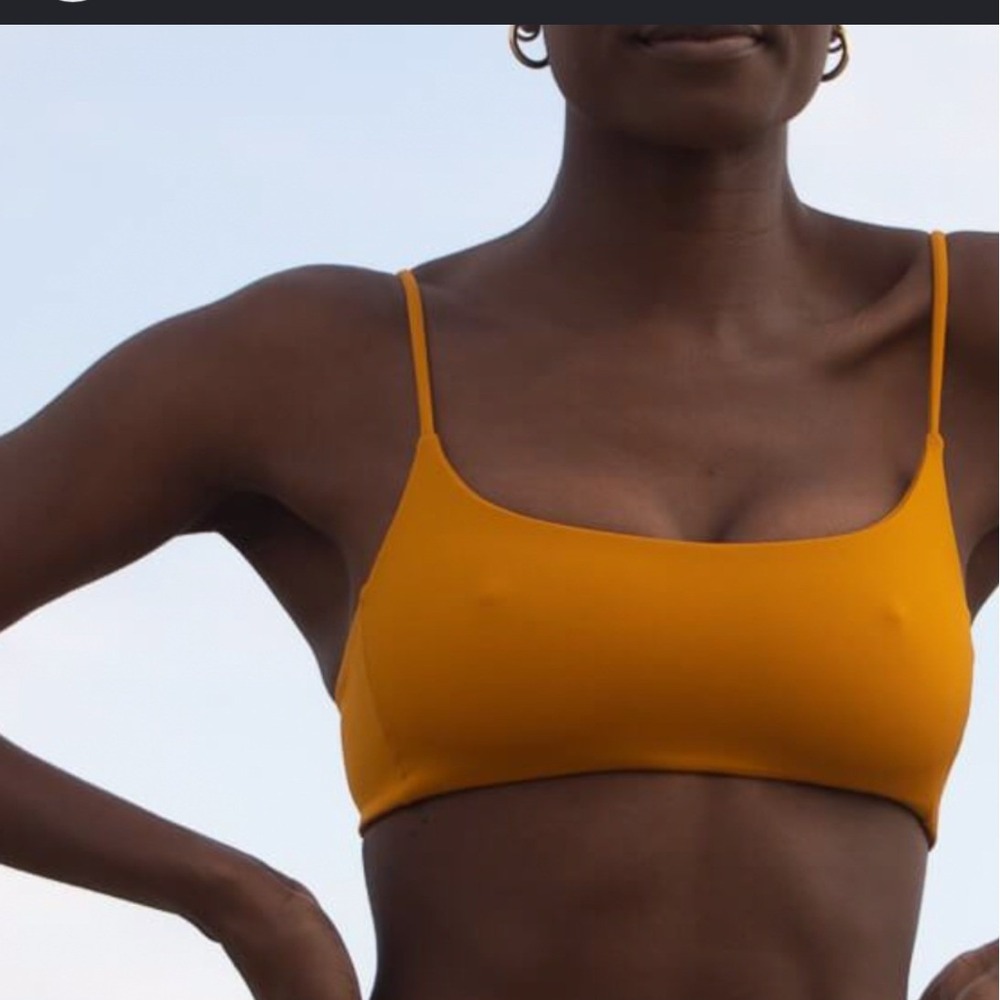 Left On Friday Pool Days Top 24 Karat Gold Mustard Yellow Bikini Top Size L